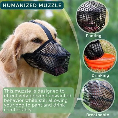 Soft breathable mesh dog muzzle
