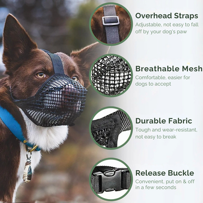 Soft breathable mesh dog muzzle