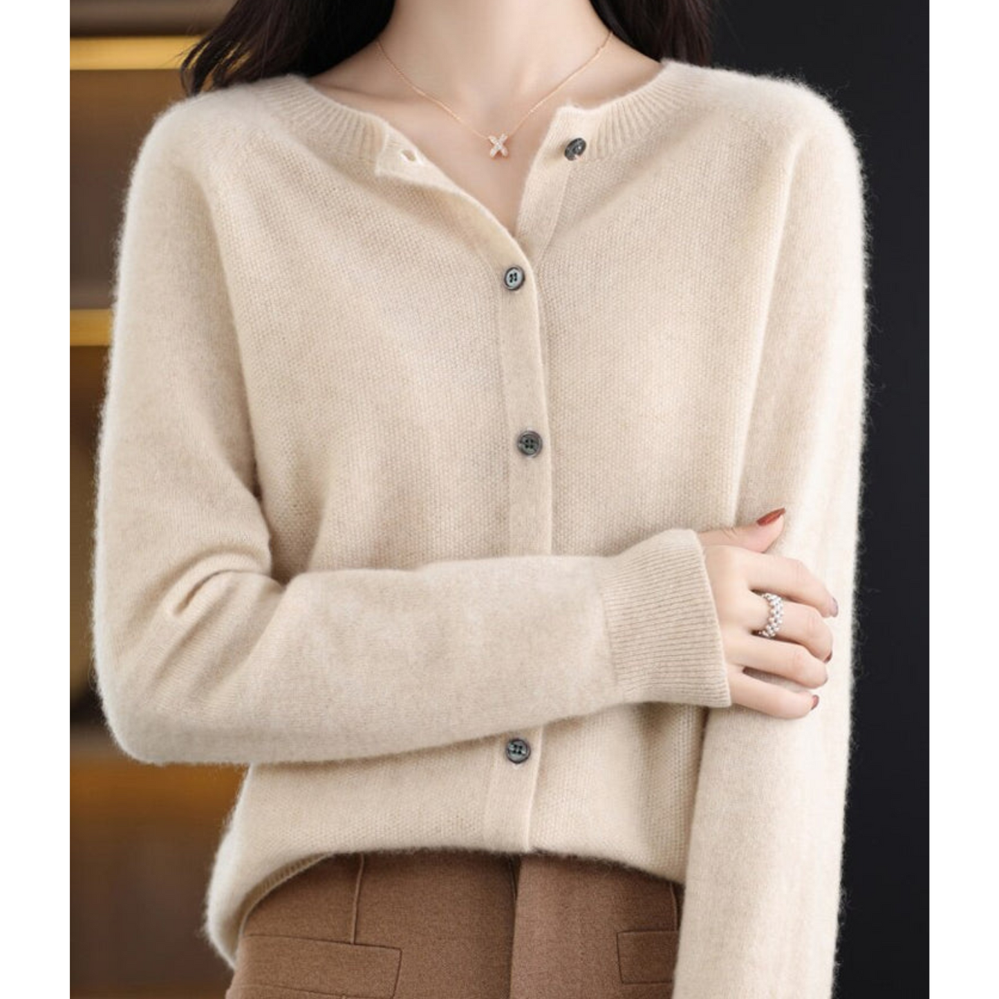 Women's soft knit cashmere-feel button cardigan