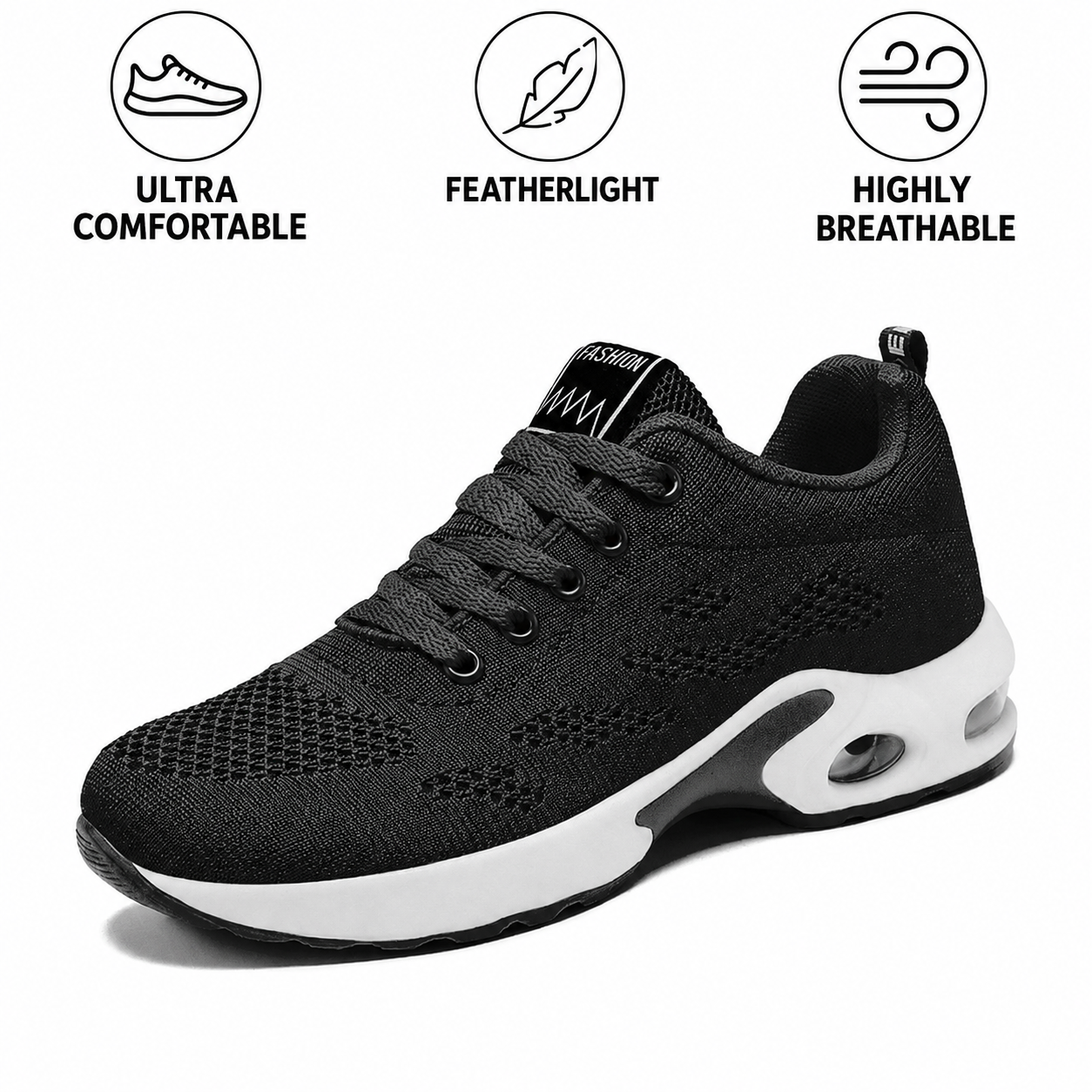 Orthopaedic Knit Sneakers for Women, Breathable Flyknit Trainers with Arch Support