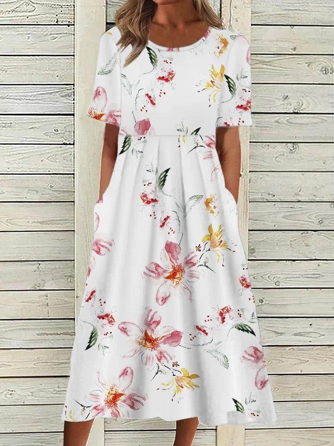 Women's printed A-line floral dress