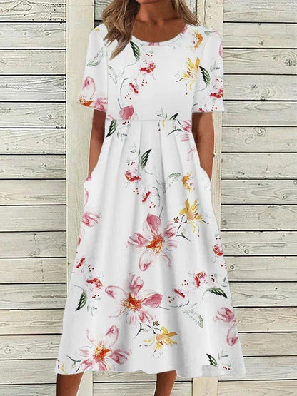 Women's printed A-line floral dress