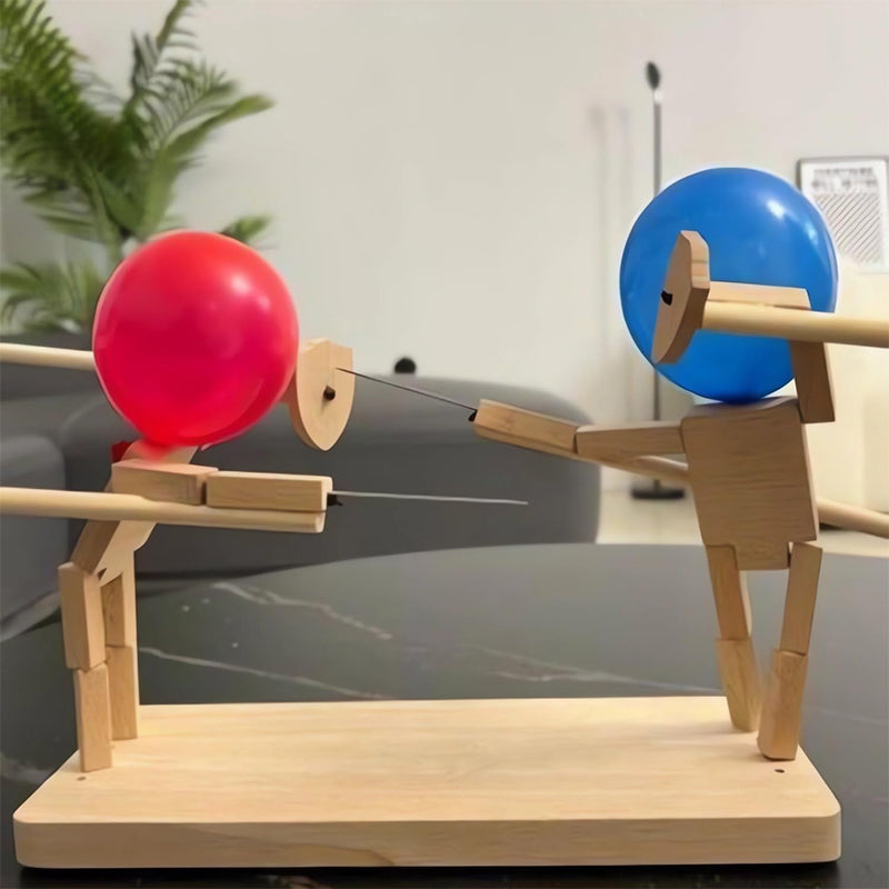 Wooden 2-player balloon duel party game