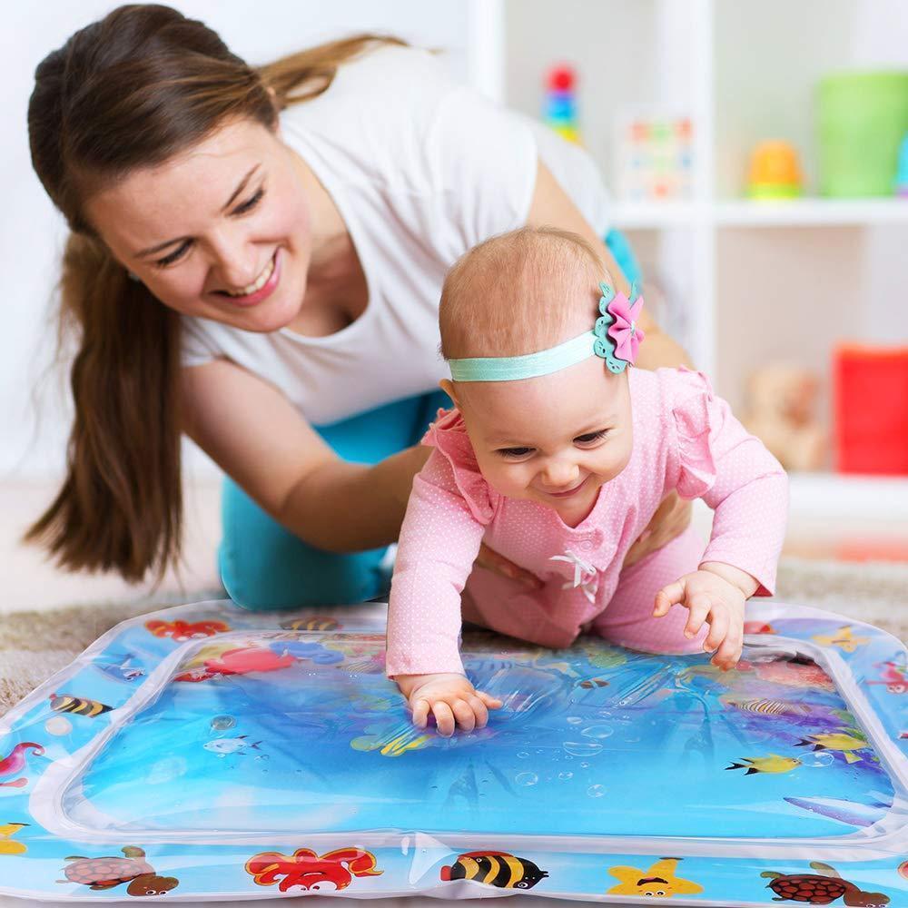Inflatable baby water play tummy time mat