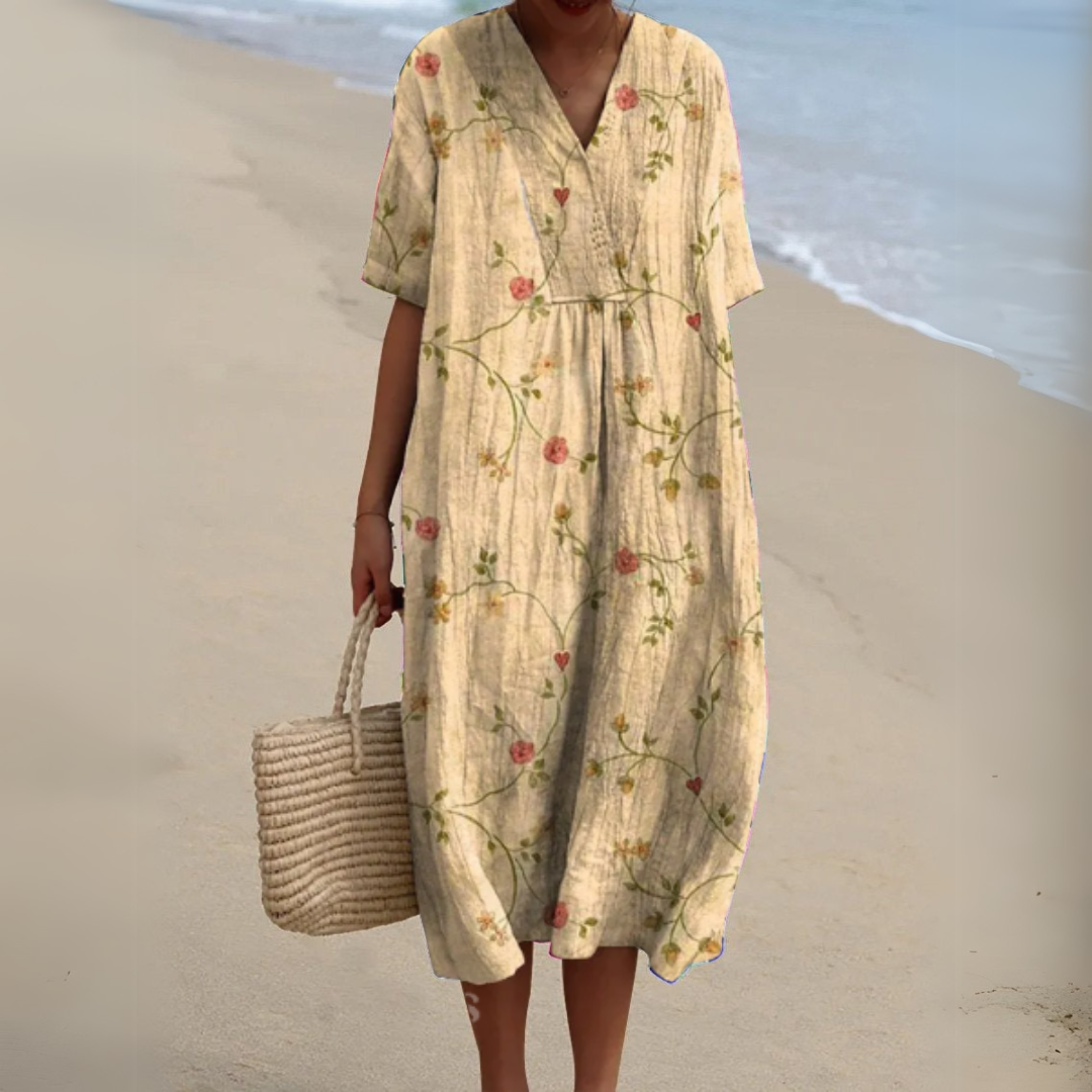 Floral V-Neck Summer Dress – Multicolour Maxi Dress