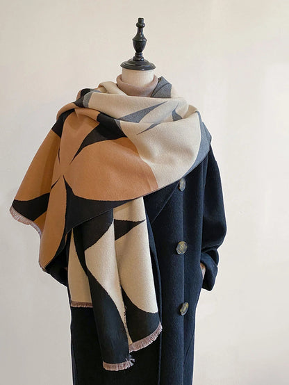 Women's soft reversible winter scarf