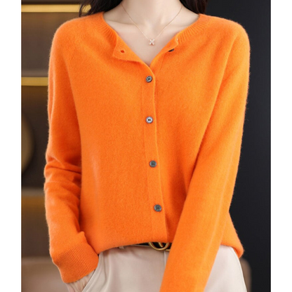 Women's Knit Cardigan – Crew-Neck Button-Front Cardigan