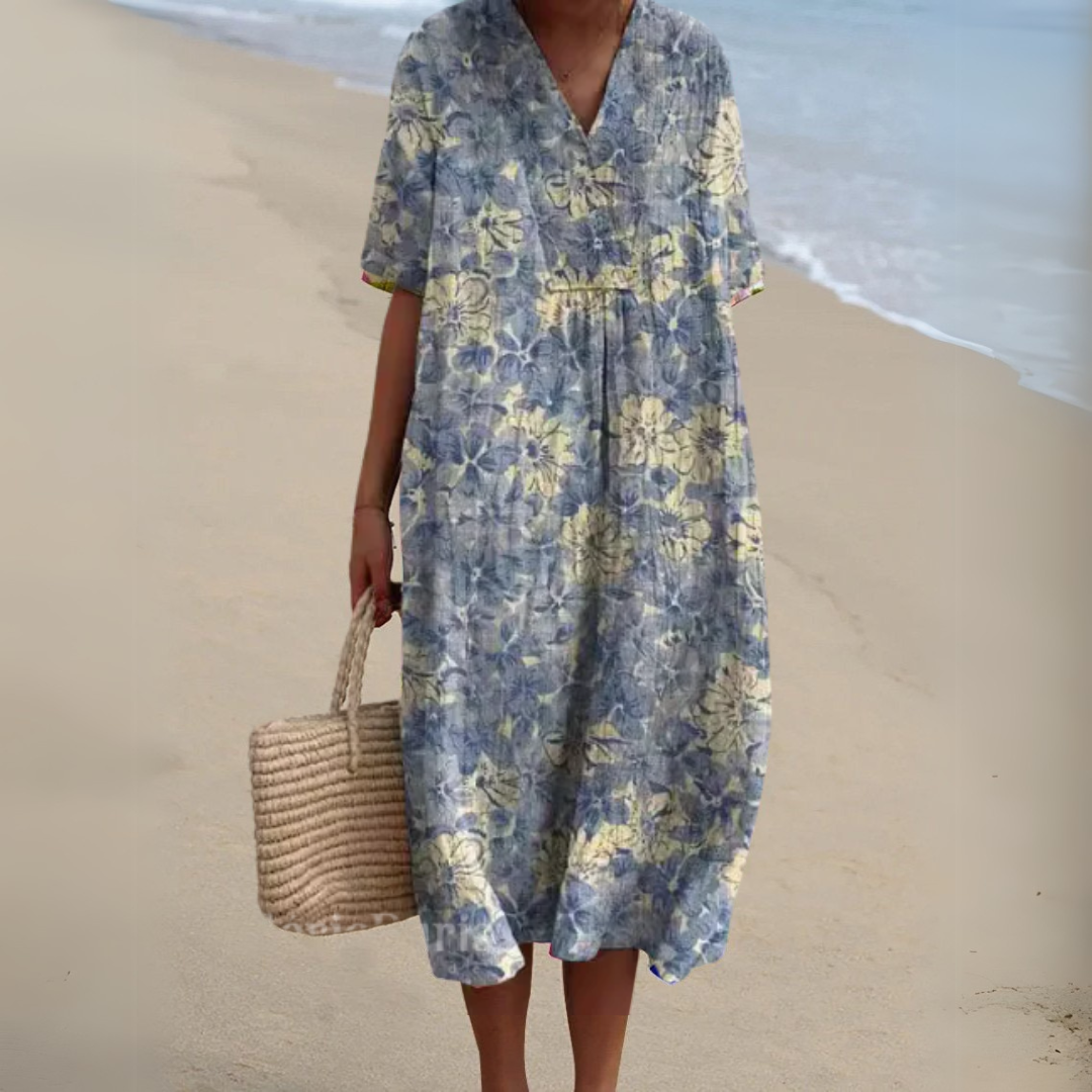 Floral V-Neck Summer Dress – Multicolour Maxi Dress