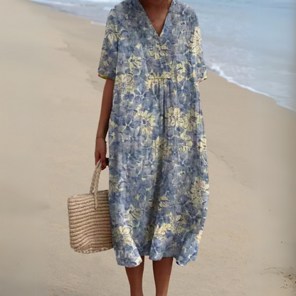 Floral V-Neck Summer Dress – Multicolour Maxi Dress