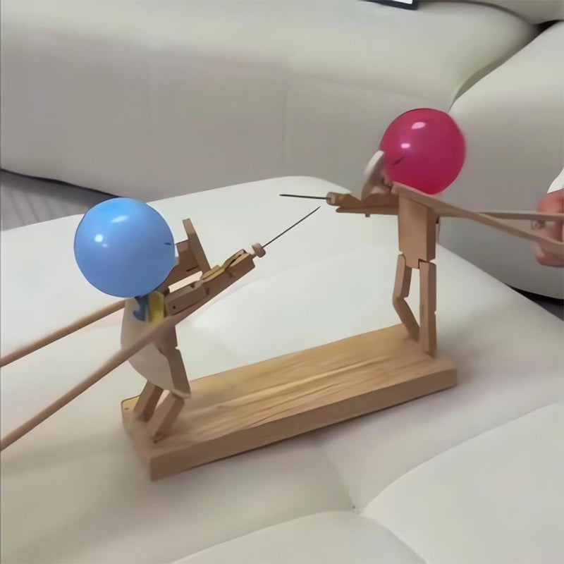 Wooden 2-player balloon duel party game