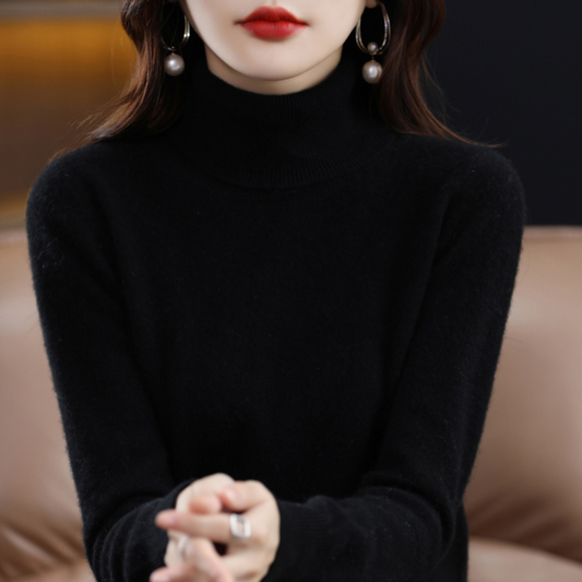 Women's cashmere roll-neck jumper - front