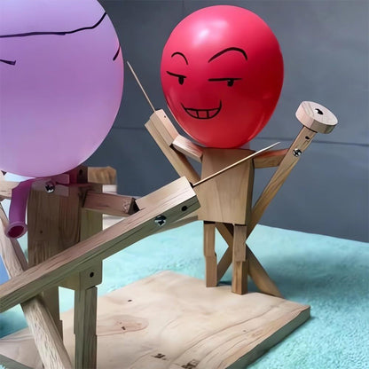 Wooden 2-player balloon duel party game