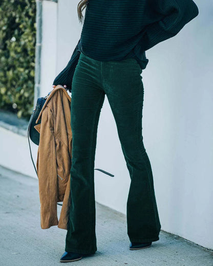 Women's high-waist corduroy trousers - back
