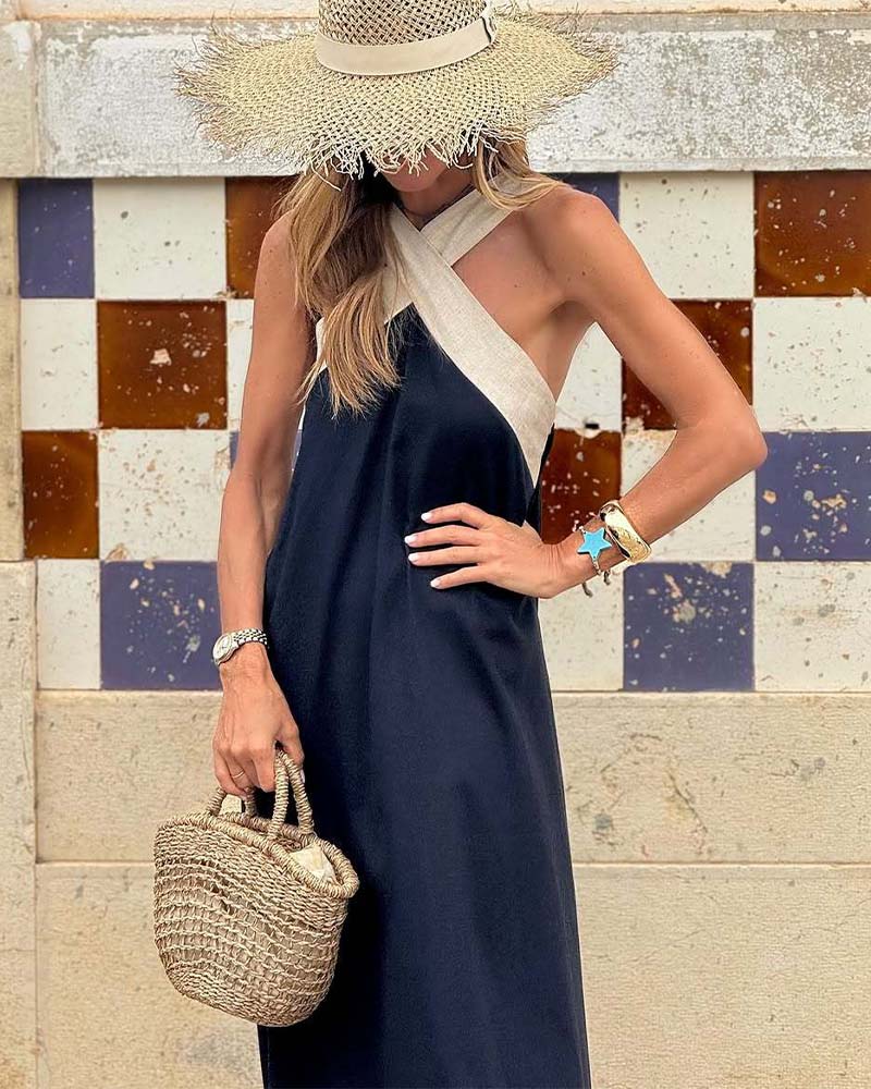 Women's flowing V-neck maxi dress