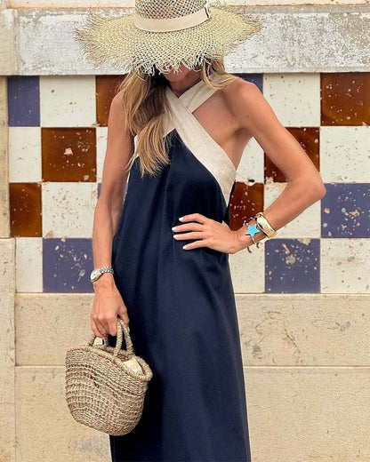 Women's flowing V-neck maxi dress