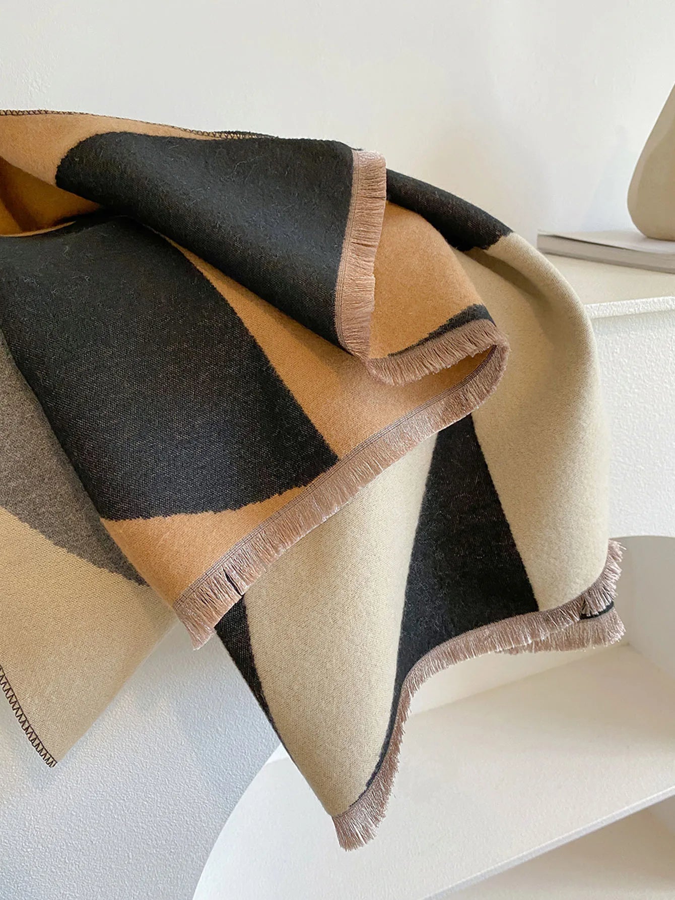 Women's soft reversible winter scarf