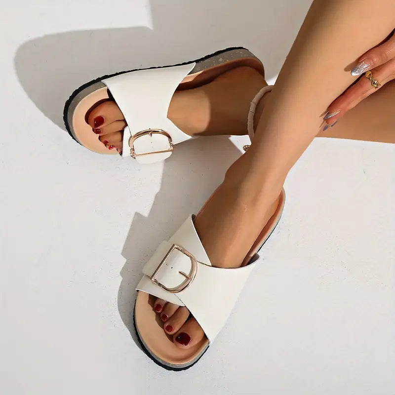Flat Orthopaedic Sandals for Women, Adjustable Buckle Strap Comfort Sandals