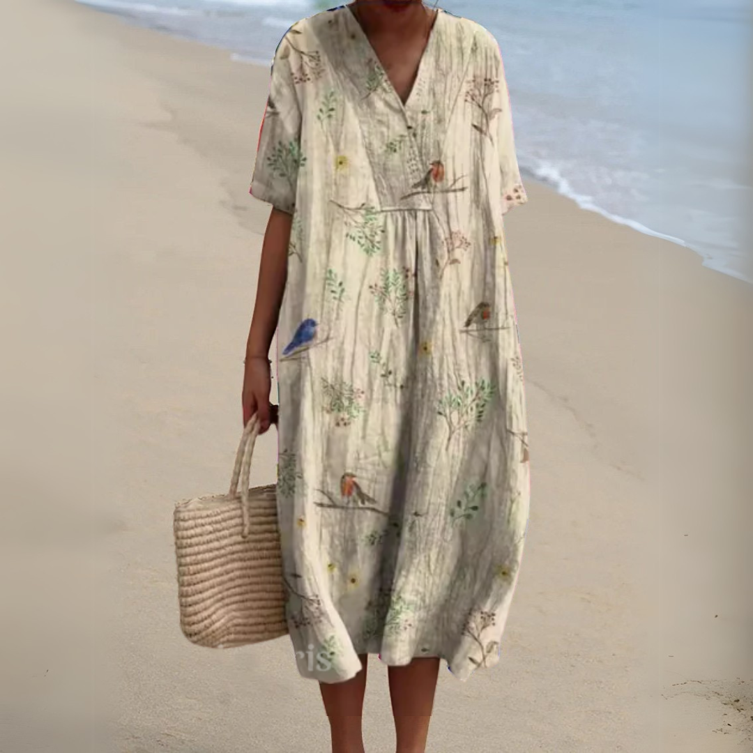 Floral V-Neck Summer Dress – Multicolour Maxi Dress