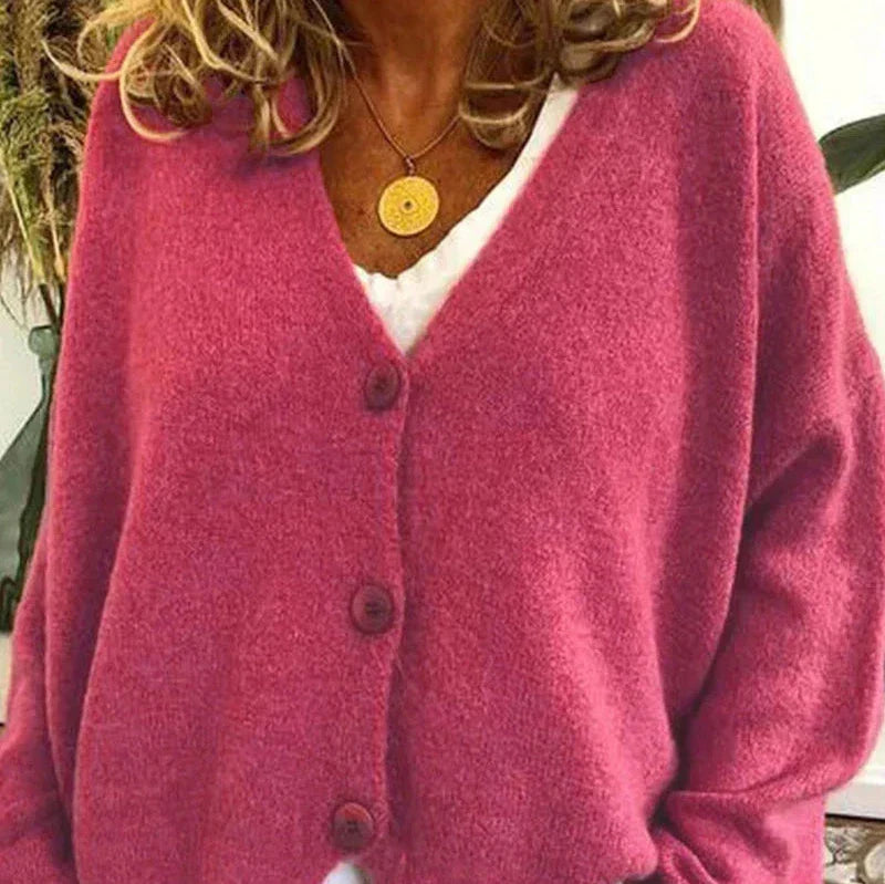 Women's Button Cardigan – Casual V-Neck Knit Cardigan