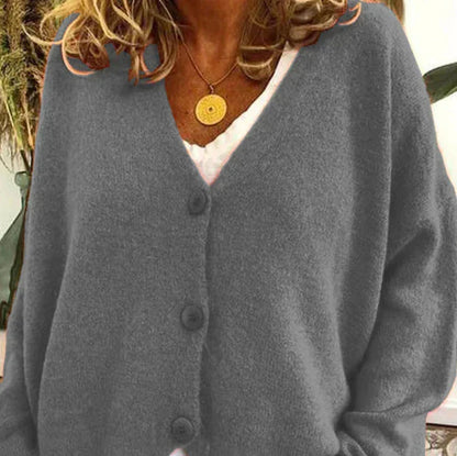 Women's Button Cardigan – Casual V-Neck Knit Cardigan