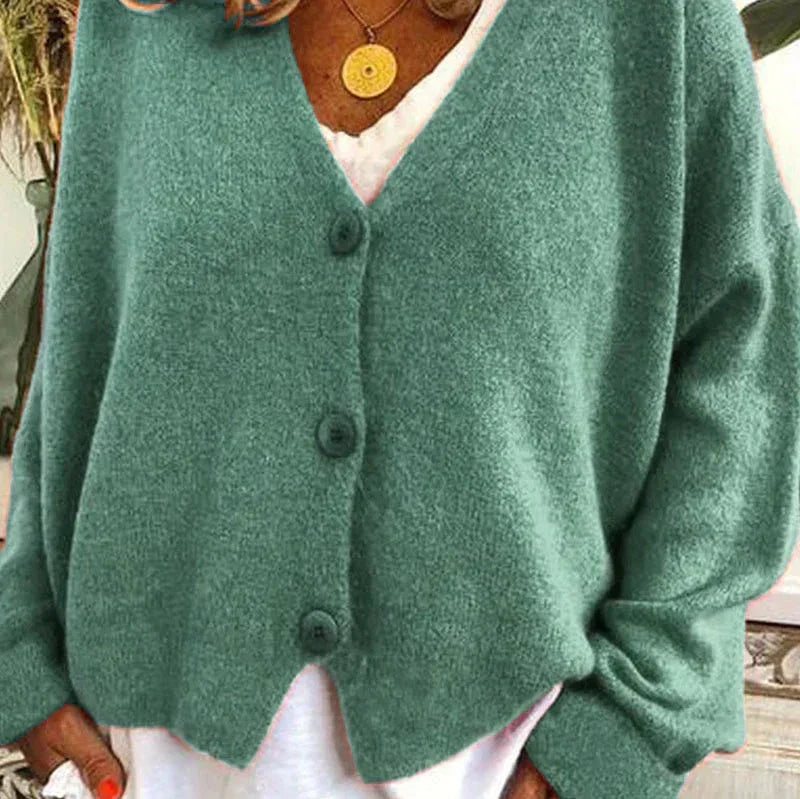 Women's Button Cardigan – Casual V-Neck Knit Cardigan