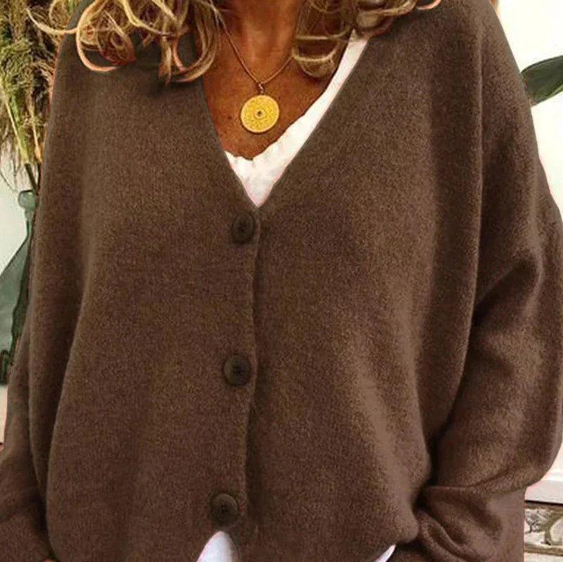 Women's Button Cardigan – Casual V-Neck Knit Cardigan