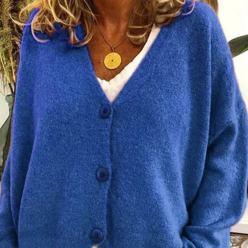 Women's Button Cardigan – Casual V-Neck Knit Cardigan