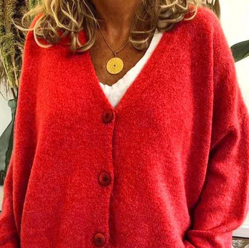 Women's Button Cardigan – Casual V-Neck Knit Cardigan
