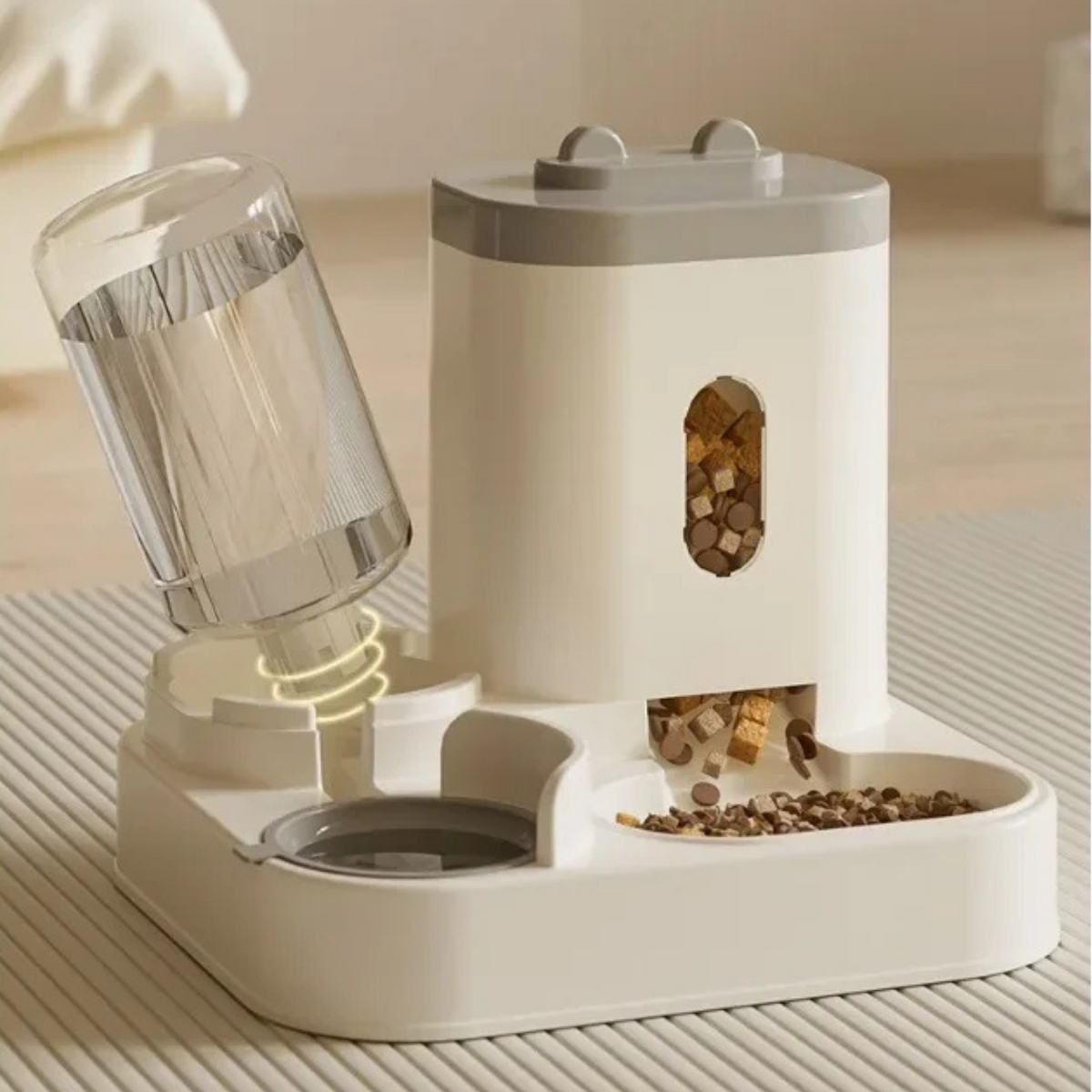 Automatic pet feeder and water station dispenser