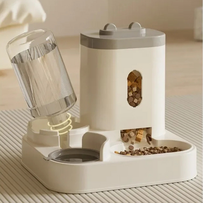 Automatic pet feeder and water station dispenser