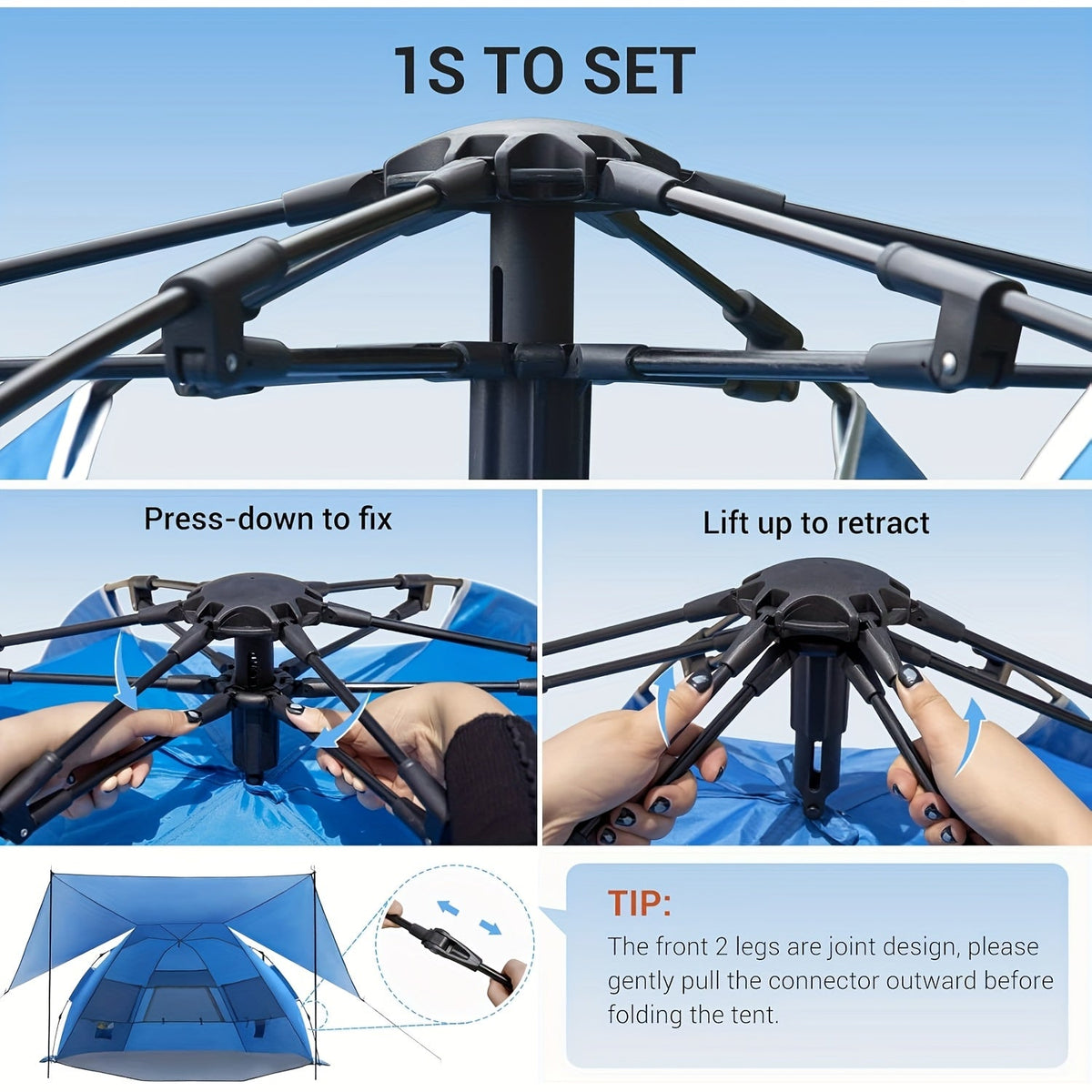 Pop-Up Beach Tent – UV Sun Shelter for 4-6 with Canopy