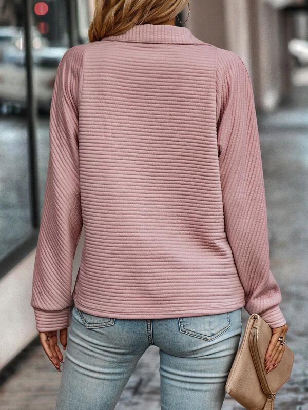 Women's V-neck zip-detail knit sweater