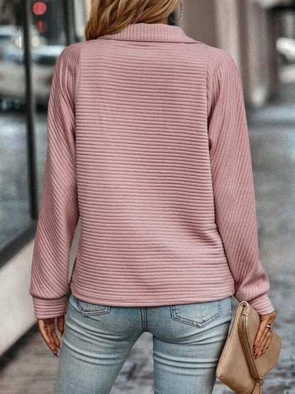 Women's V-neck zip-detail knit sweater