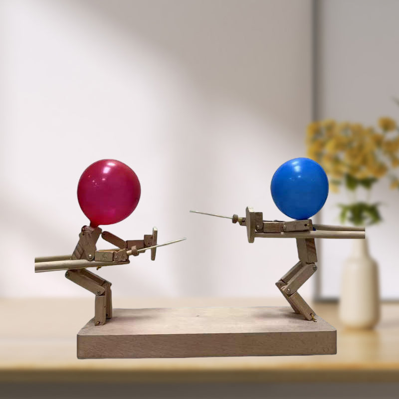 Wooden 2-player balloon duel party game