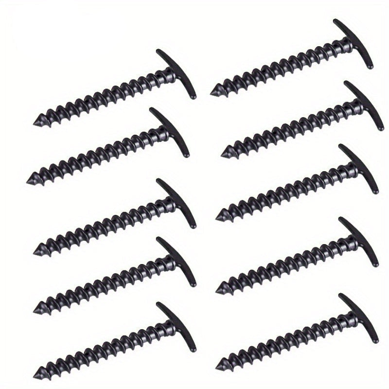 Ground Anchor Screws – 10-Piece Spiral Tent Stakes