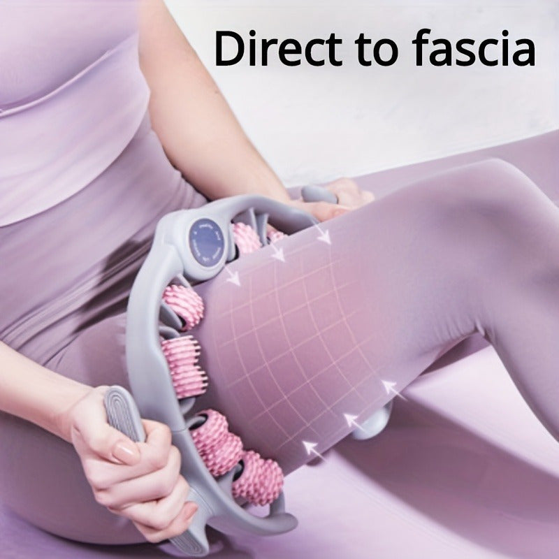 Massage Roller – 14-Wheel Deep-Tissue Muscle Roller with Leg Clamp