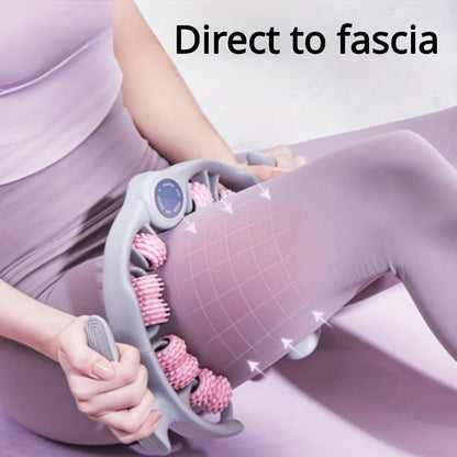 Massage Roller – 14-Wheel Deep-Tissue Muscle Roller with Leg Clamp