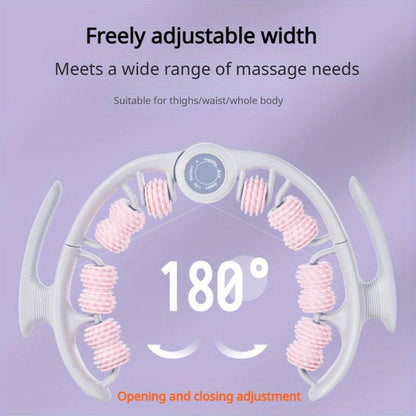 Massage Roller – 14-Wheel Deep-Tissue Muscle Roller with Leg Clamp