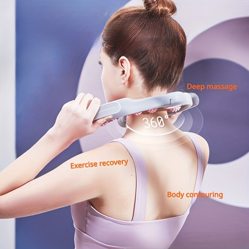 Massage Roller – 14-Wheel Deep-Tissue Muscle Roller with Leg Clamp