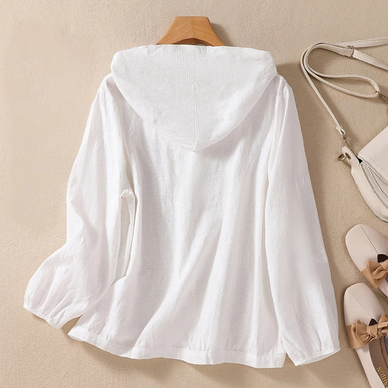 Women's relaxed hooded lightweight overshirt