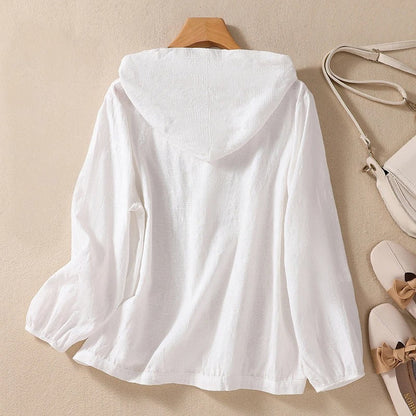 Women's relaxed hooded lightweight overshirt