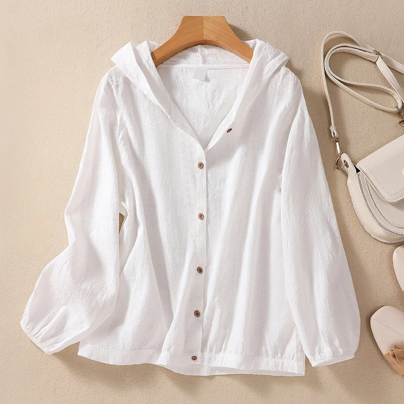 Women's relaxed hooded lightweight overshirt