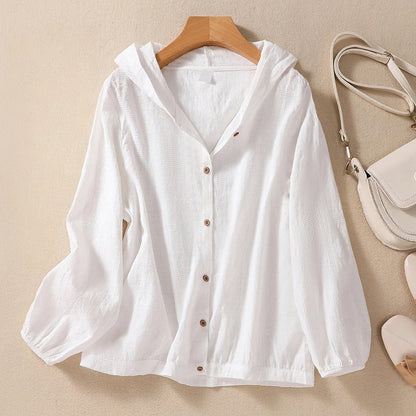 Women's relaxed hooded lightweight overshirt