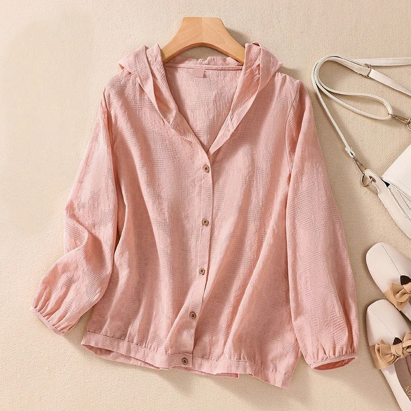 Women's relaxed hooded lightweight overshirt