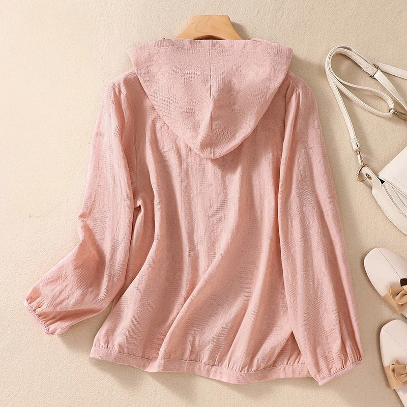 Women's relaxed hooded lightweight overshirt