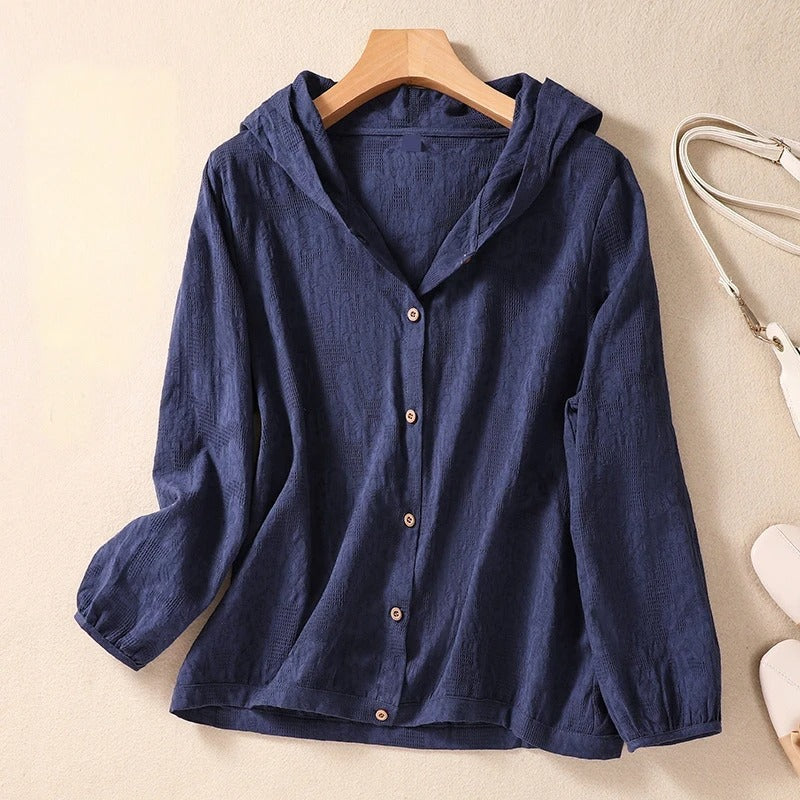 Women's relaxed hooded lightweight overshirt