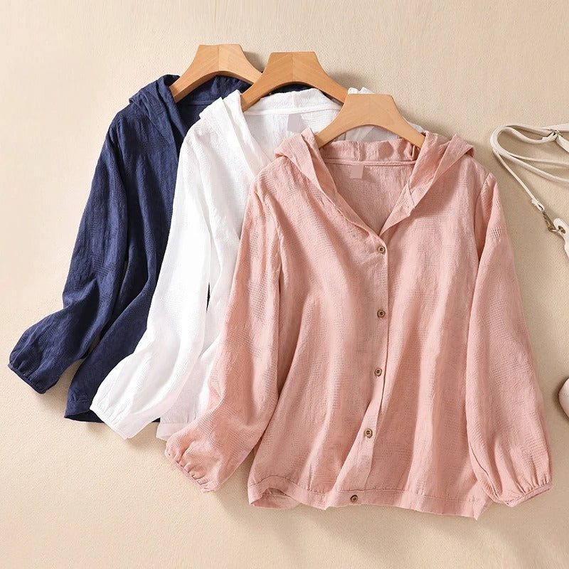 Women's relaxed hooded lightweight overshirt