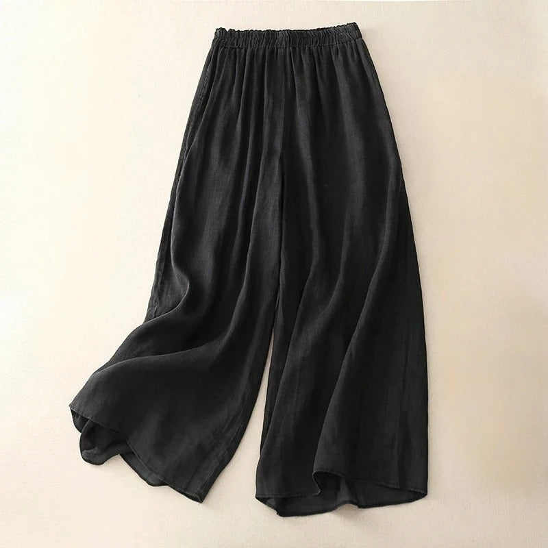 Women's relaxed straight-leg elastic-waist trousers