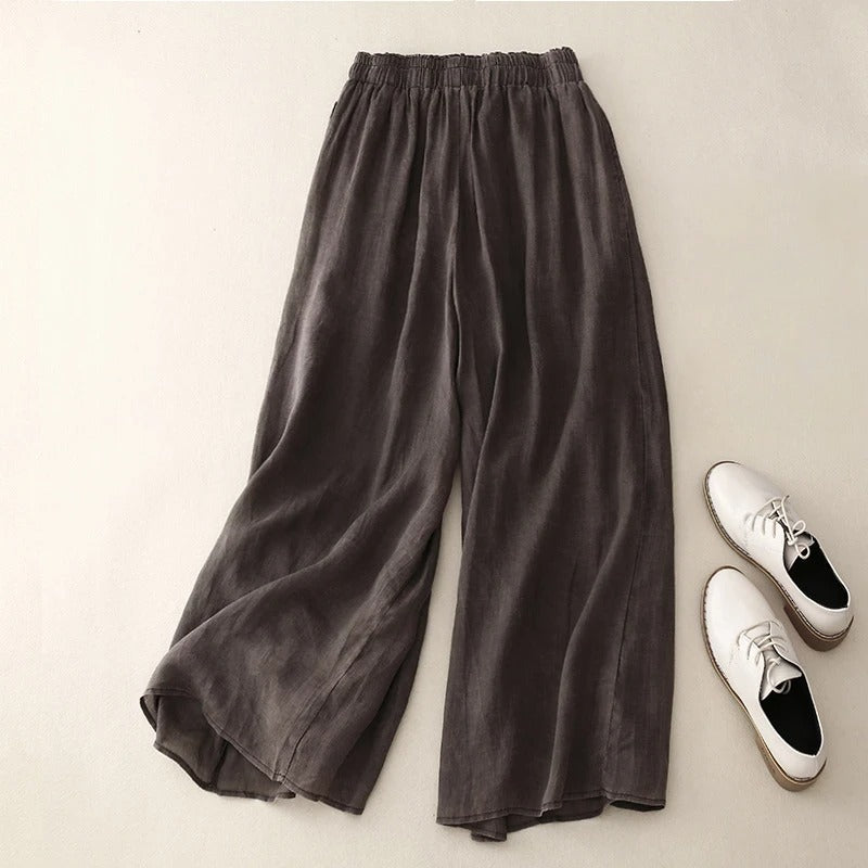 Women's relaxed straight-leg elastic-waist trousers