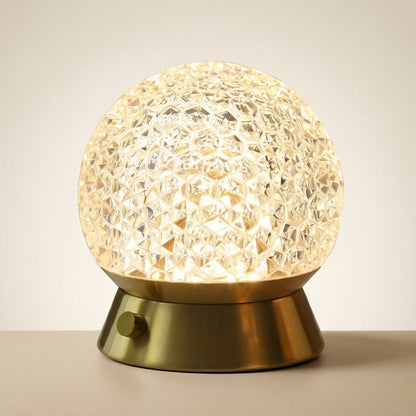 Cordless dimmable crystal-look table lamp